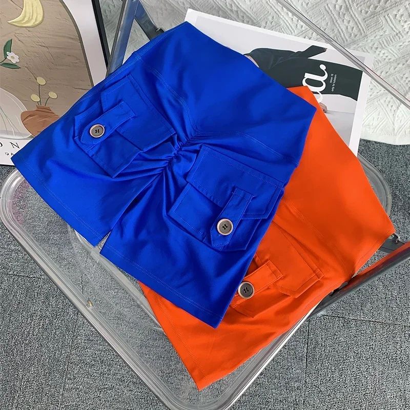 Women High Waist Peach Butt Yoga Shorts with Pocket
