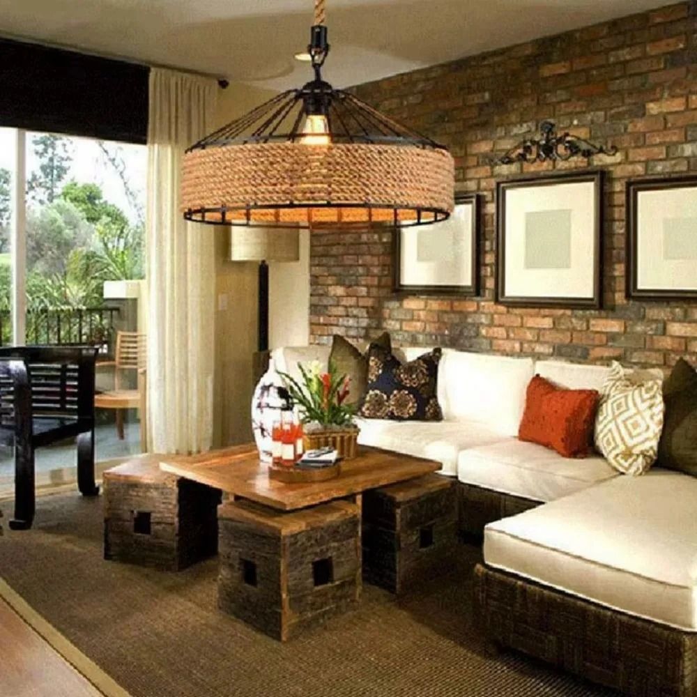 Nordic Vintage Twine Industrial Chandelier Adjustable Pendant Light