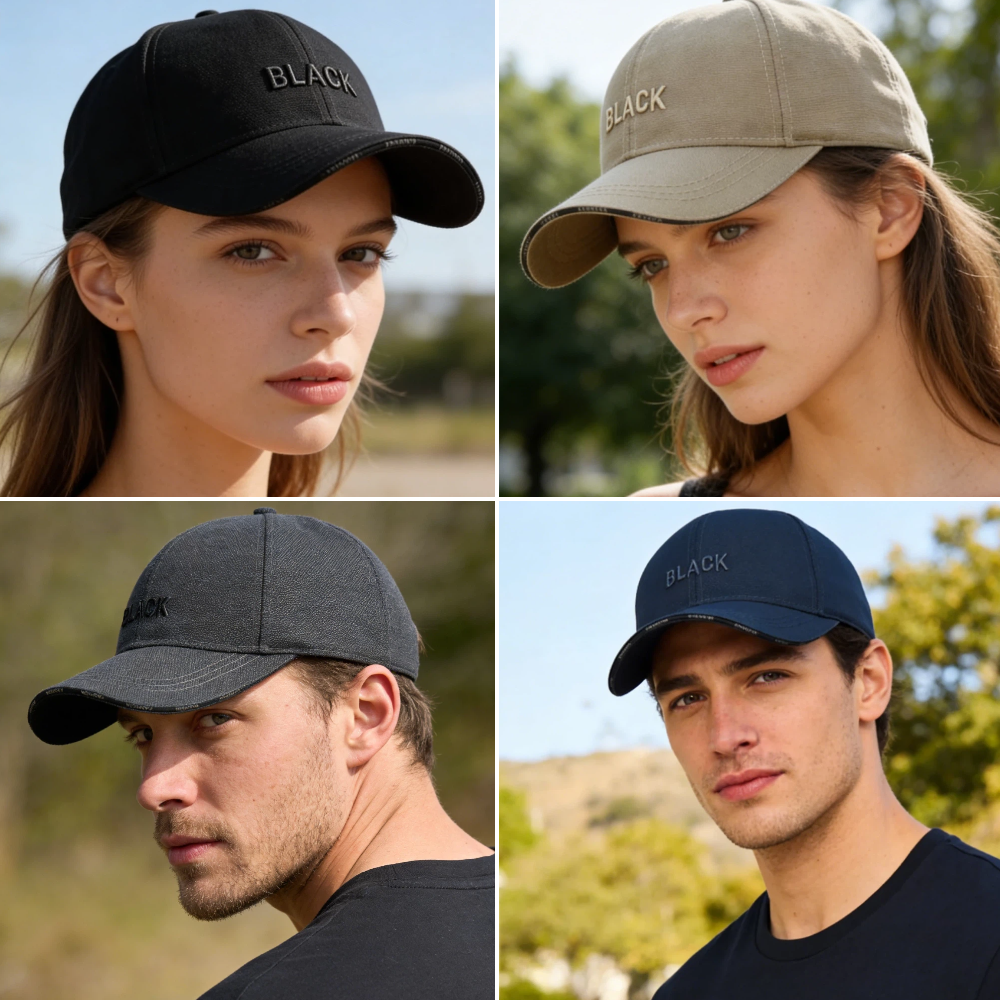 Classic Black Embroidered Baseball Cap, Unisex Summer Hat for Outdoor Sports & Daily Wear