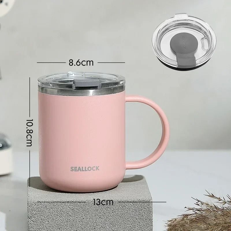 304 Stainless Steel Insulated Water Cup – 450ml Anti-Scalding Milk & Juice Mug with Lid