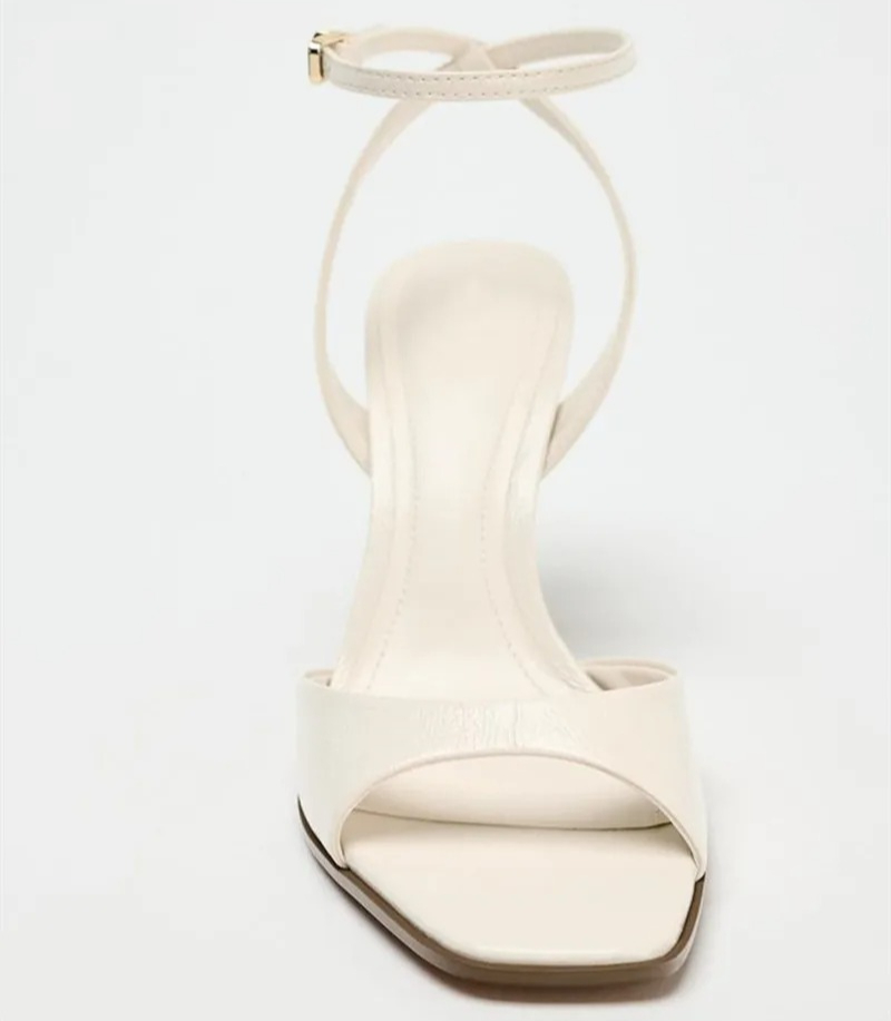 Elegant Ankle Strap High Heels, Ladies Square Toe, Fashion Party Dress Shoes, Office Hollow Sexy Designer Sandals