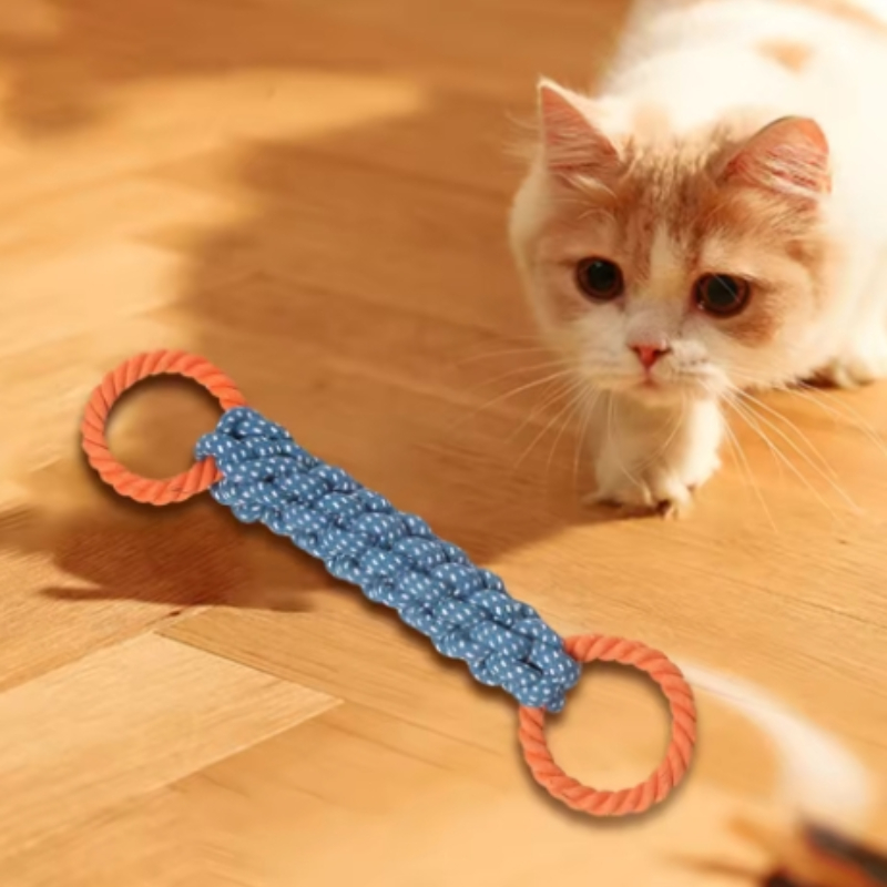 Biting rope dog toys for teeth cleaning, stress relieving sturdy hand woven