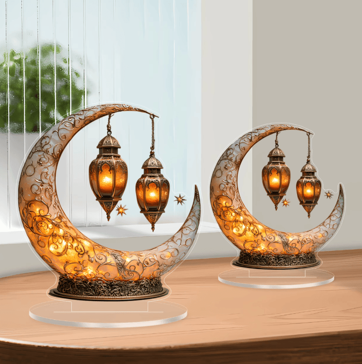 Celestial Moon & Star Acrylic Desk Decor – Minimalist 2D Tabletop Ornament