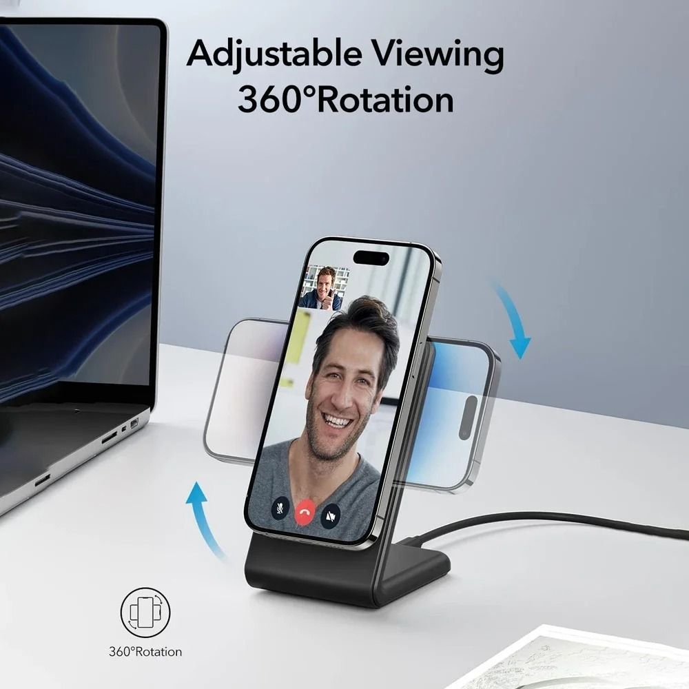 Magnetic Fast Wireless Charger – 15W Rapid Desktop Dock Stand