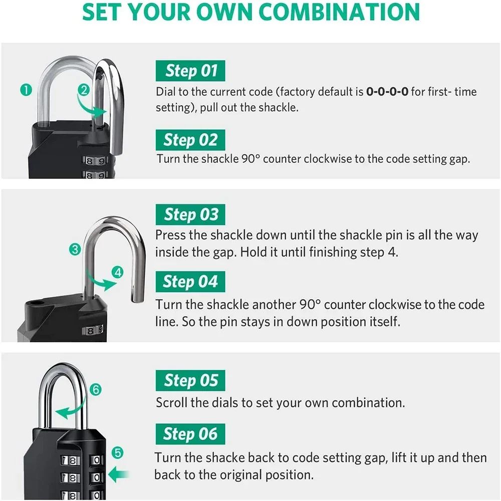 4 Digit Resettable Combination Padlock