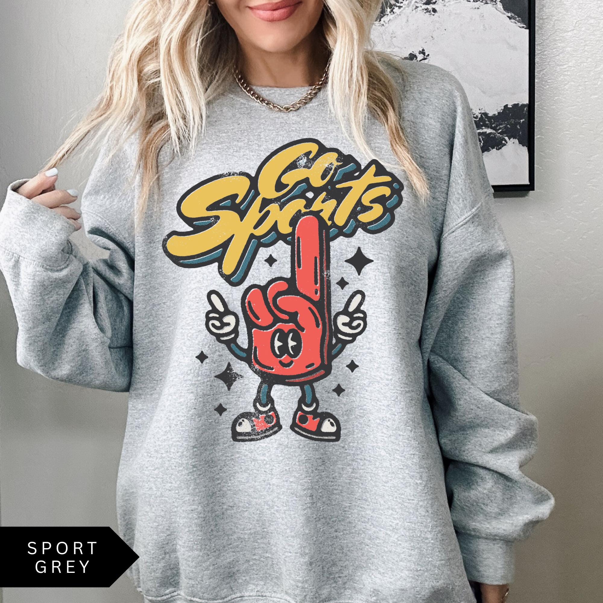Go Sports Retro Sweatshirt, Vintage Distressed Sports Shirt, Oversized Baseball Sweatshirt, Trendy Graphic Shirt