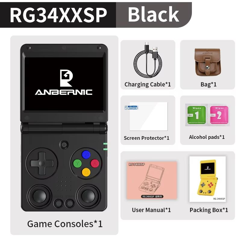 Anbernic RG34XXSP Retro Handheld Game Console – Flip Design with 3.4