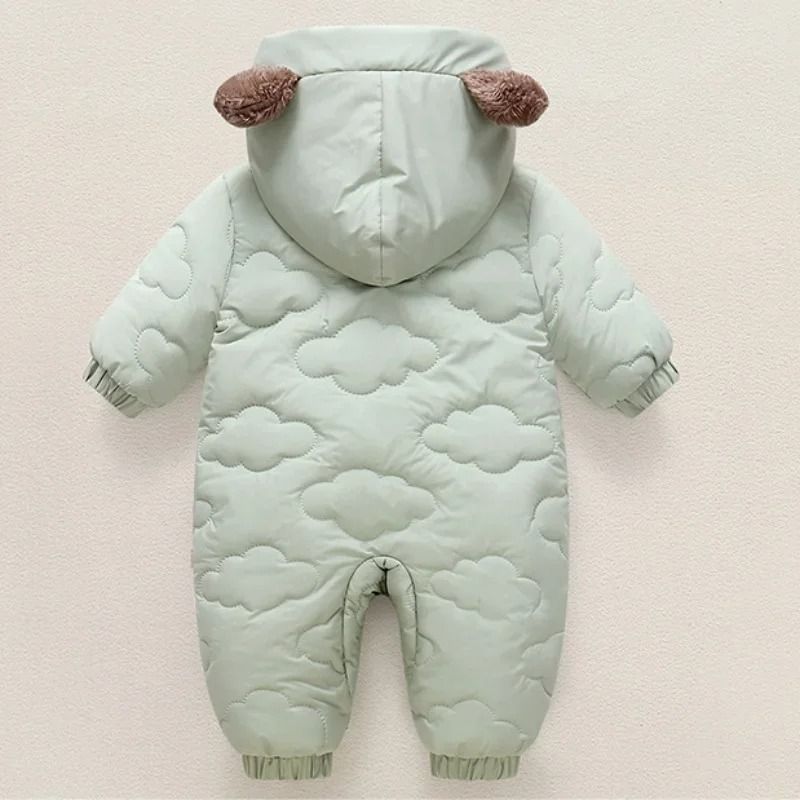 Thickened Fleece-Lined Bear Romper Snowsuit
