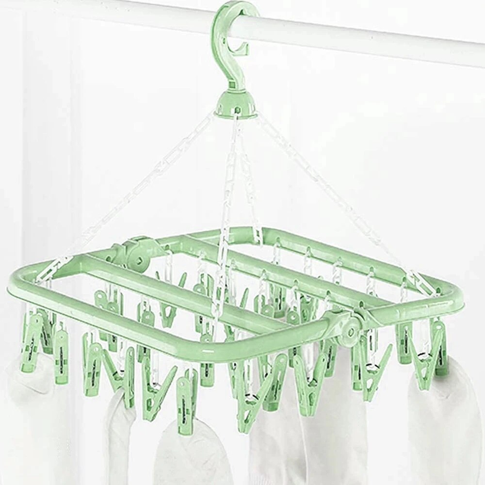 Socks Underwear Drying Rack, Clothes Hanger with Clips, Folding Laundry Hanging Stand