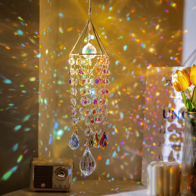 Crystal Suncatcher Wind Chime – Rainbow Maker Hanging Decor for Window & Garden