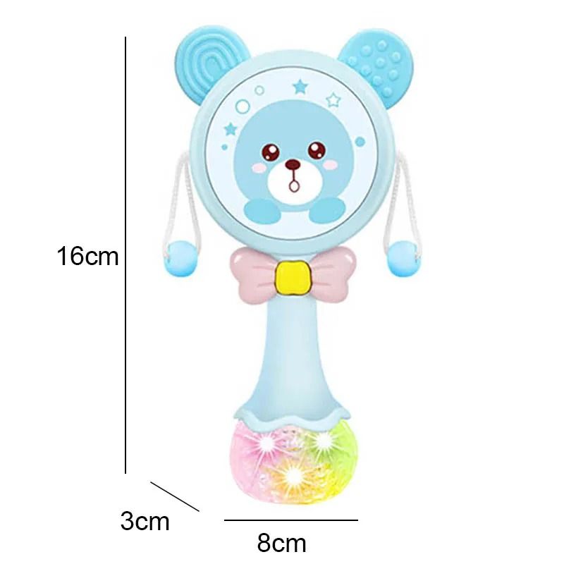 2025 Flashing Musical Rabbit Hand Bell – Early Educational Teether Rattle Toy (0-12M)