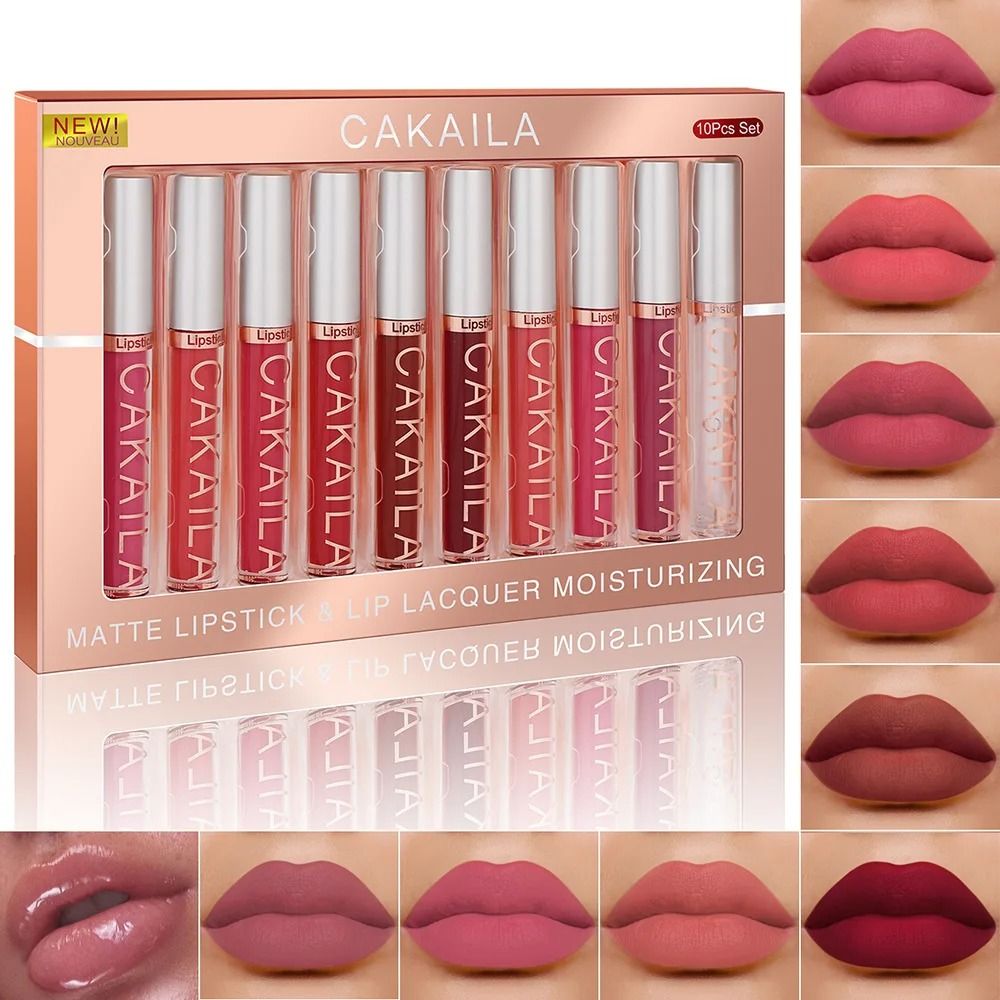 10PCS Nude Matte Velvet Lip Gloss Set | Waterproof Long-lasting Liquid Lipstick Lip Tint For Women