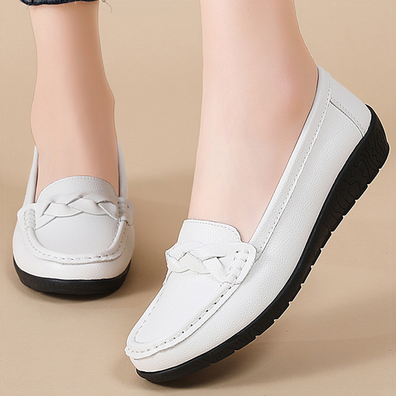 Women Loafer Soft Leather Flats Slip On Casual Shoes Footwear