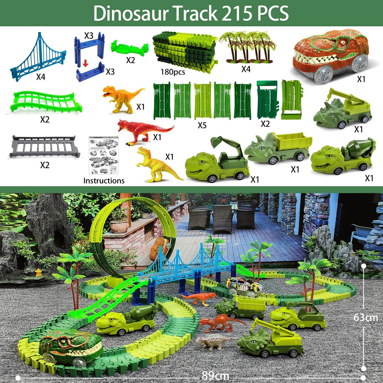 Children Electric Magic Climbing Dinosaur Car Track Toy