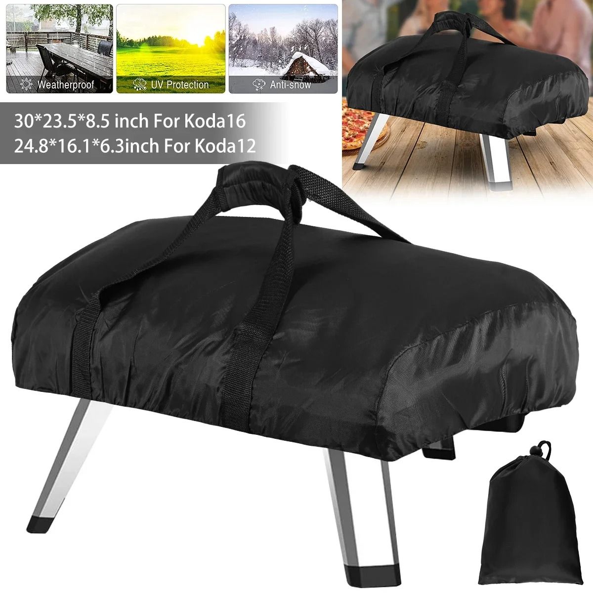 Waterproof Pizza Oven Cover Outdoor Protective Grill Case for 12 & 16 Inch Ovens