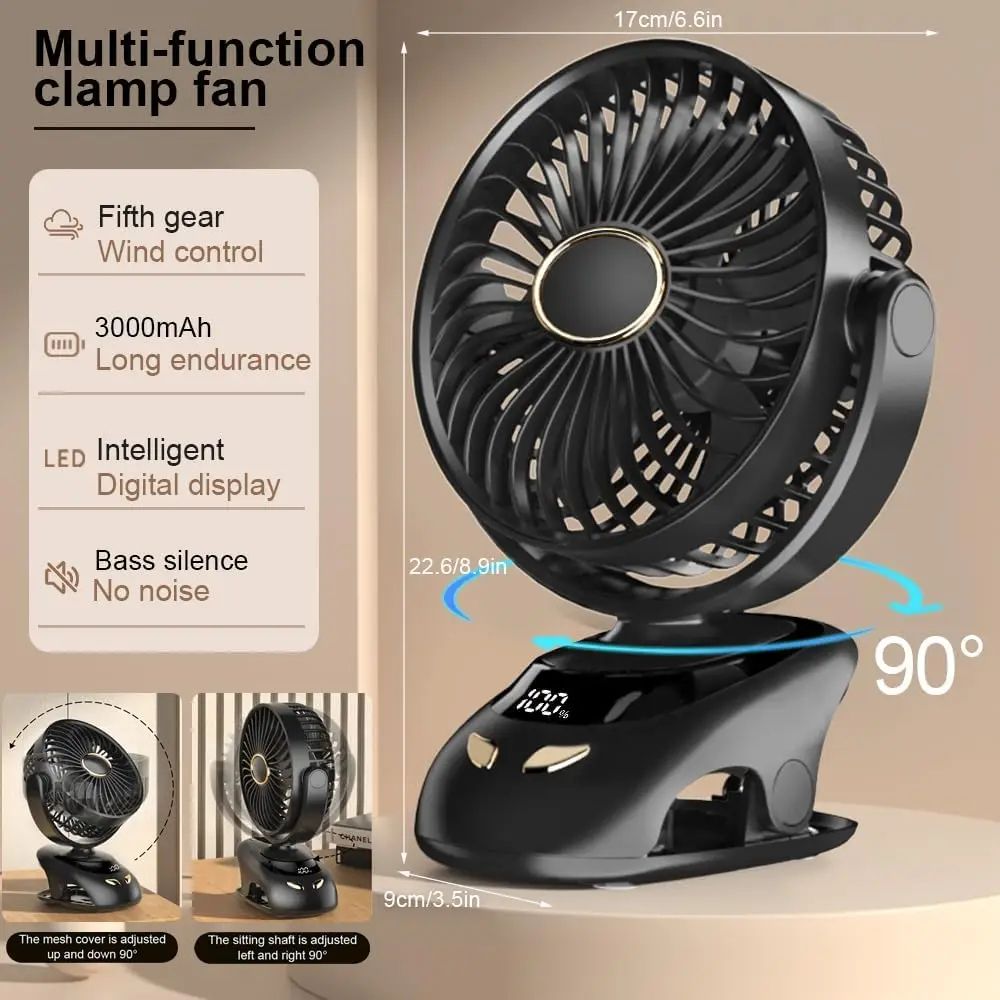UltraCool Portable USB Clip-On Fan – Personal Desk & Travel Cooling Fan