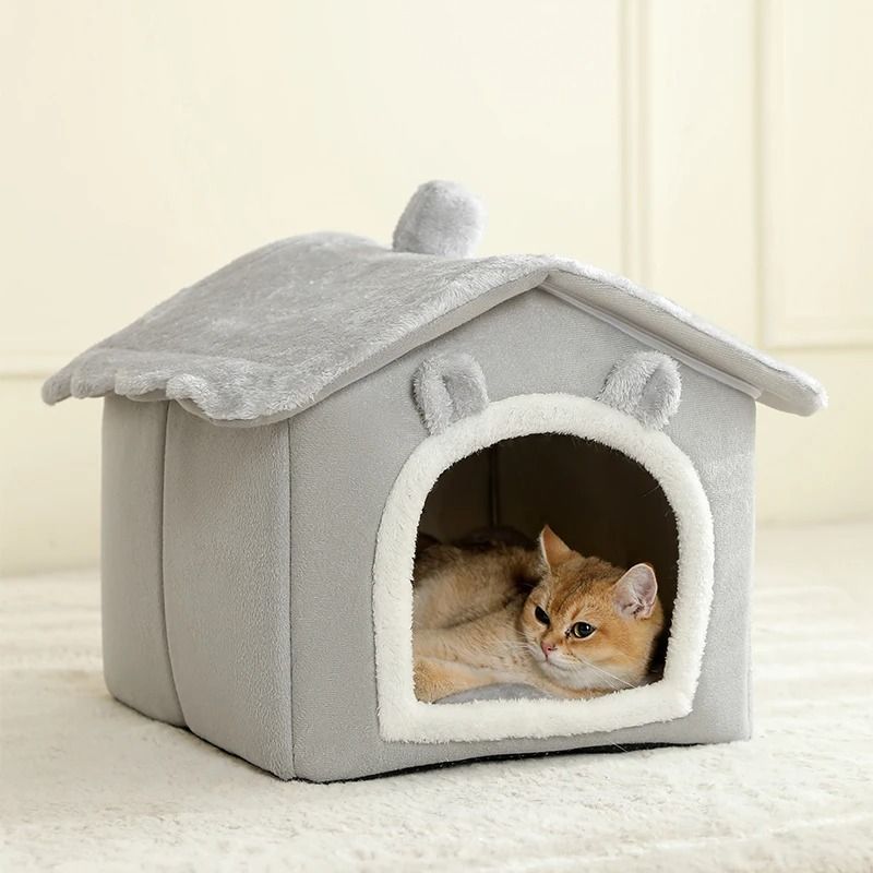 Foldable Pet House Removable Washable Cat House Puppy Cave Sofa Pet Bed