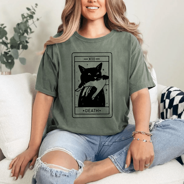 Tarot Cat Shirt Black Cat Witchy Tee