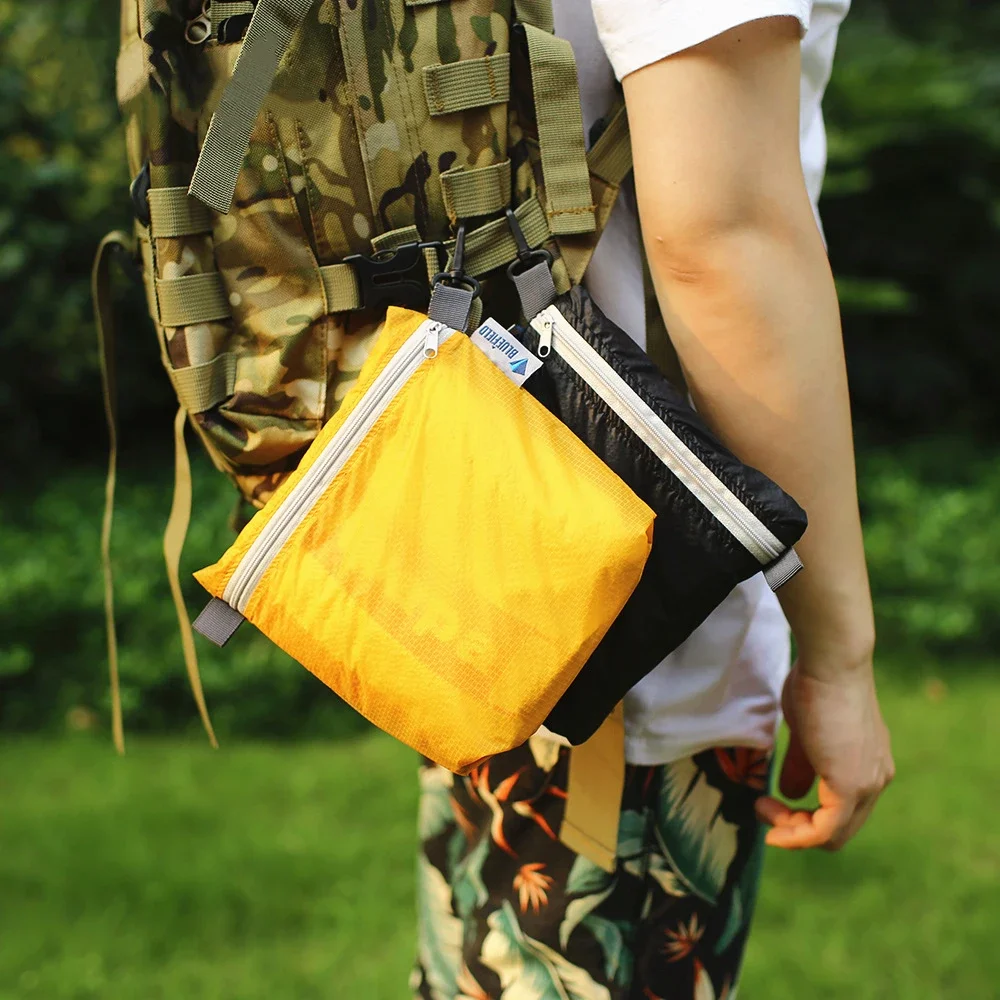 Waterproof Outdoor Pouch for Camping and Hiking with Zipper and Hook Ultralight Travel Storage Bag