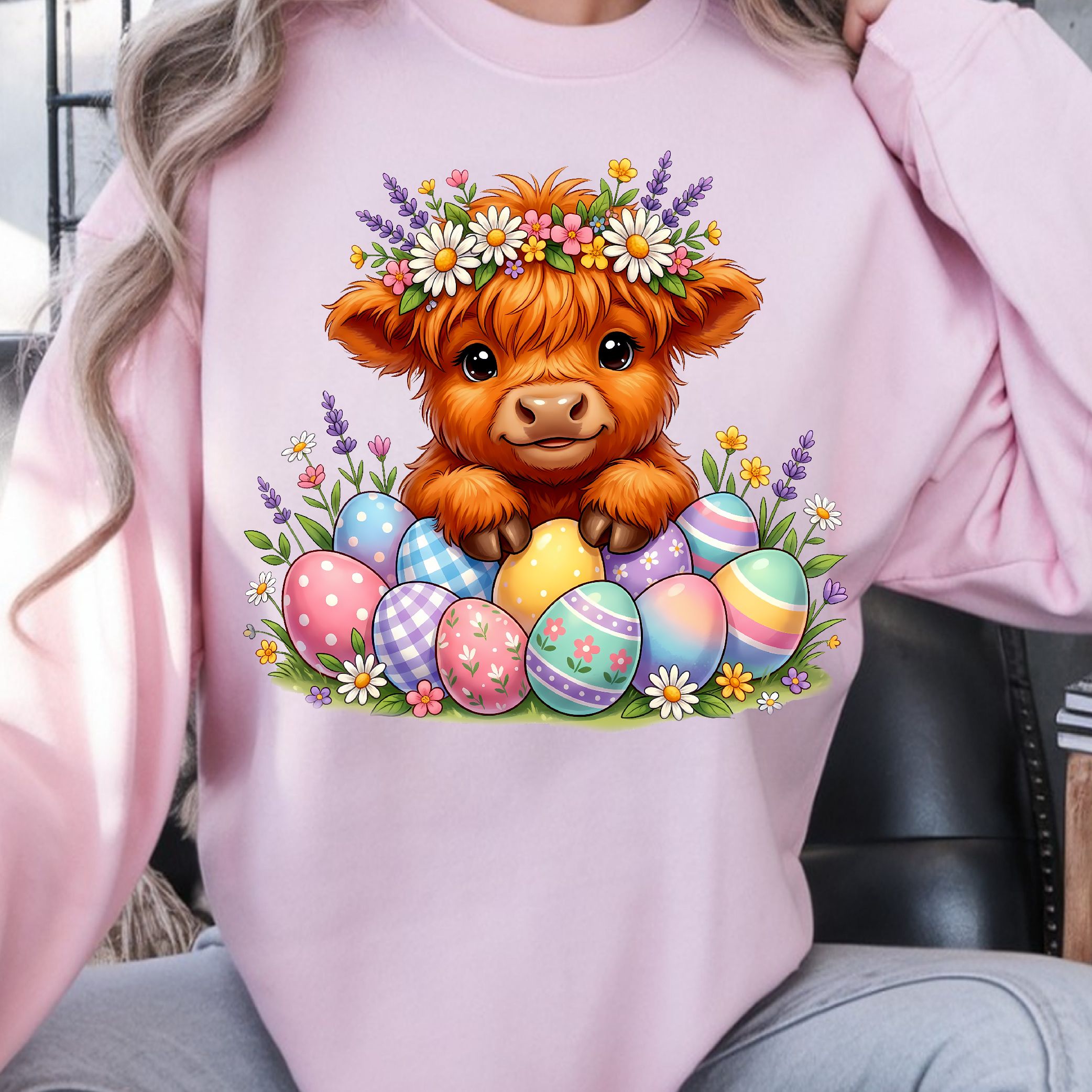 Cute Easter Highland Cow T-Shirt, Happy Easter Tee, Easter Cow Shirt