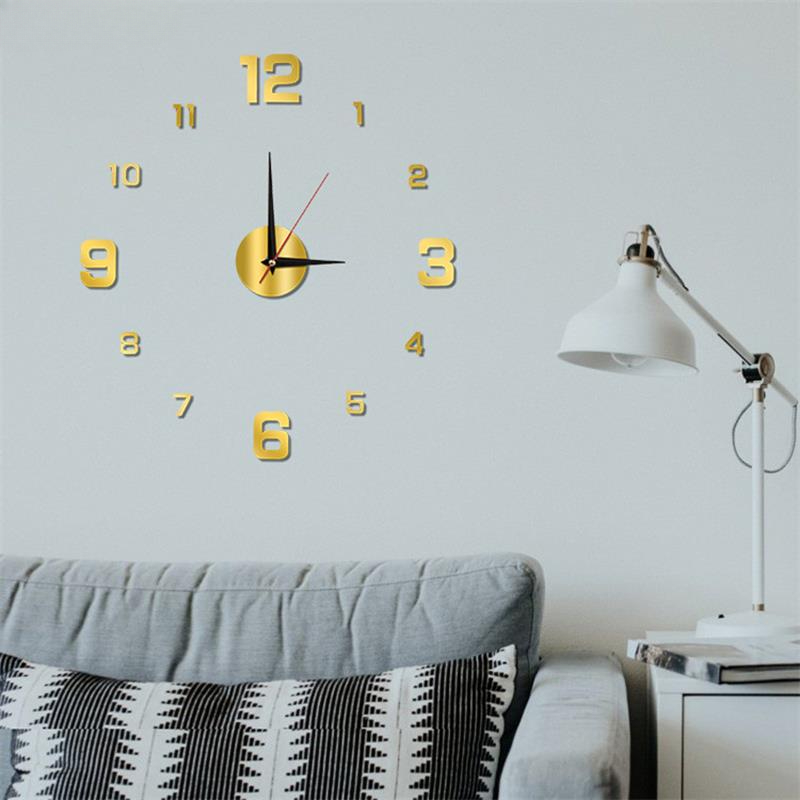 Modern Frameless DIY Wall Clock Silent Creative Home Decoration for Living Room & Office