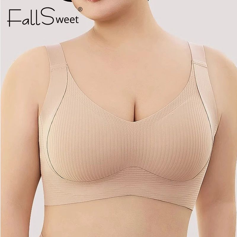 4Pcs FallSweet Wireless Push Up Seamless Bras for Women – Breathable Large Size Invisible Comfort Bralette Set
