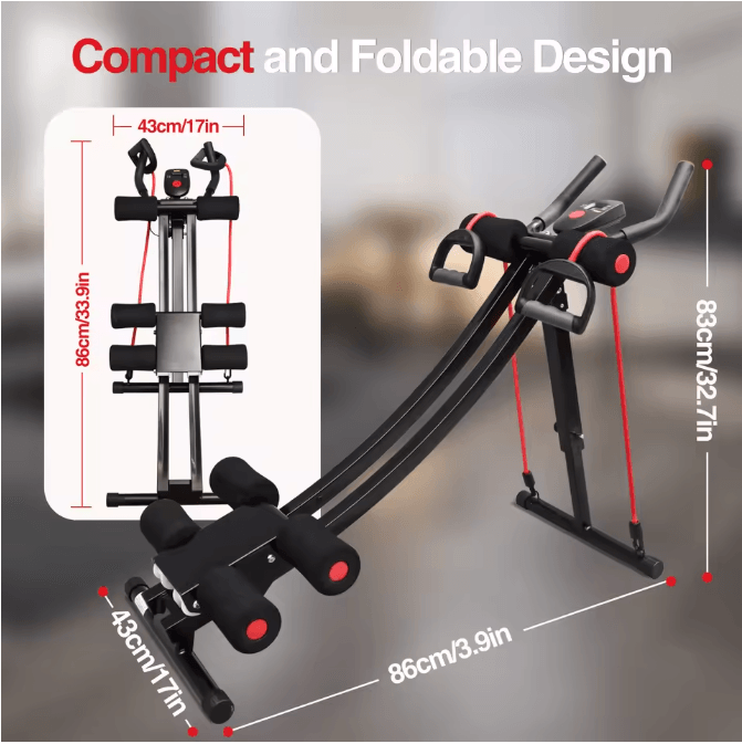 Foldable Ab Machine Core Trainer with LCD Display for Home Gym Fitness Workout