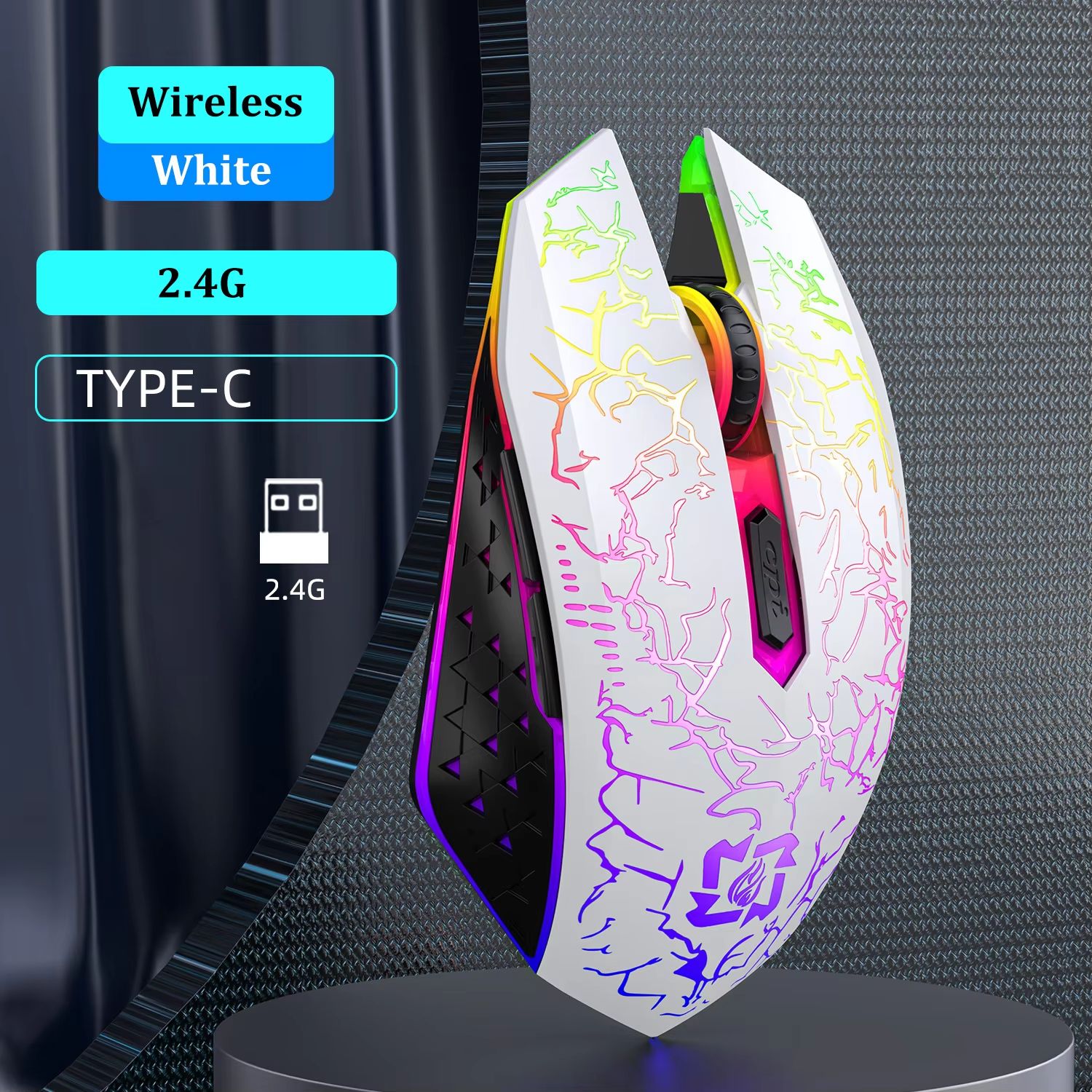 Bluetooth 5.2 Dual Mode RGB Wireless Gaming Mouse with Silent Click and Rechargeable Battery