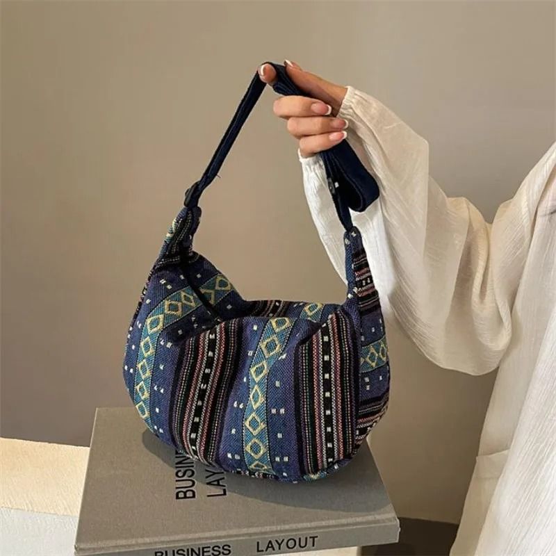 Tribal Style Foldable Crossbody Shoulder Bag with Striped Flag Pattern