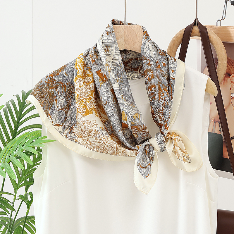 Elegant Simulation Silk Square Scarves Women, Soft Satin Scarf Wrap, Versatile Bandana Hijab for Daily Wear