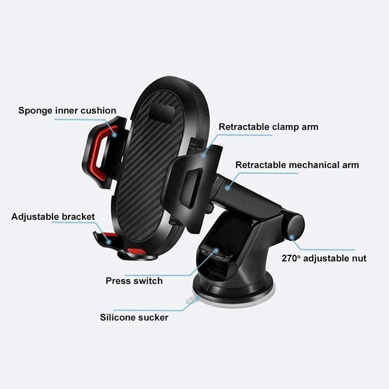 Heavy-Duty Sucker Car Mount – Universal Anti-Shake Dashboard & Windshield Holder