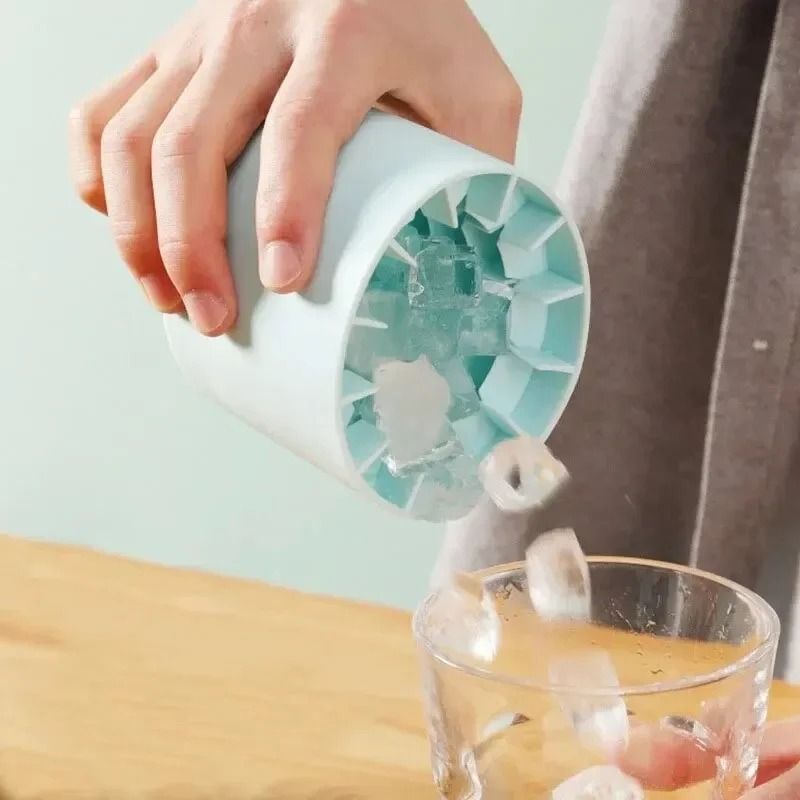 Silicone Ice Cube Mold with Compact Round Ice Bucket Design