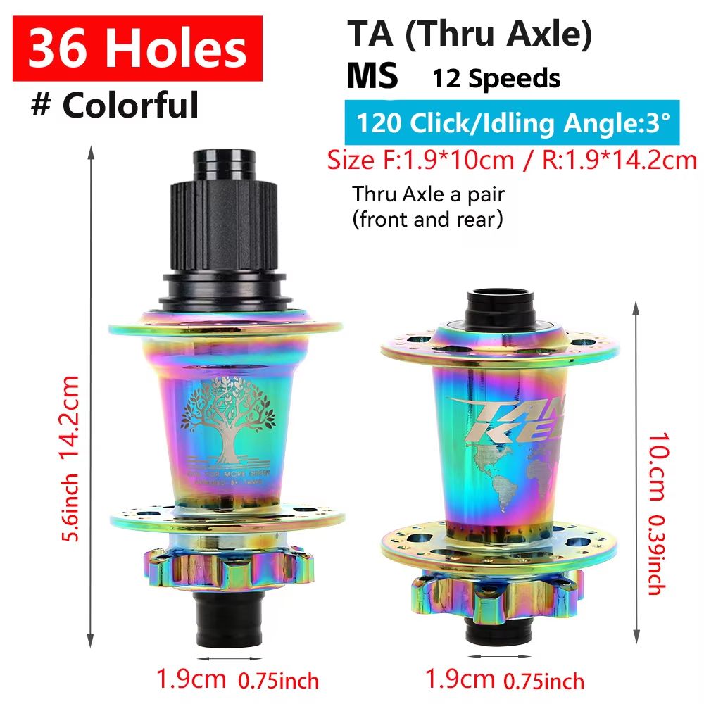 TANKE 120-Click 6-Bearing MTB Hub – 28/32/36H Disc Brake Front & Rear (8-12 Speed)