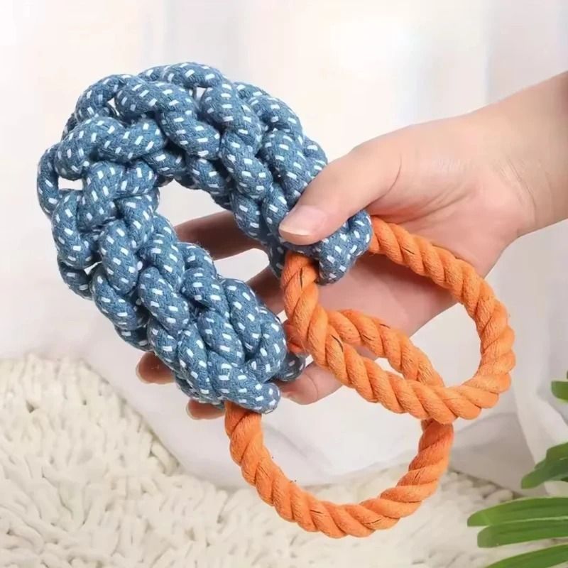 Hand-Woven Multi-Knot Cotton Rope Dog Toy