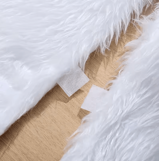 150cm White Plush Christmas Tree Skirt Faux Fur Snowflake Holiday Tree Mat