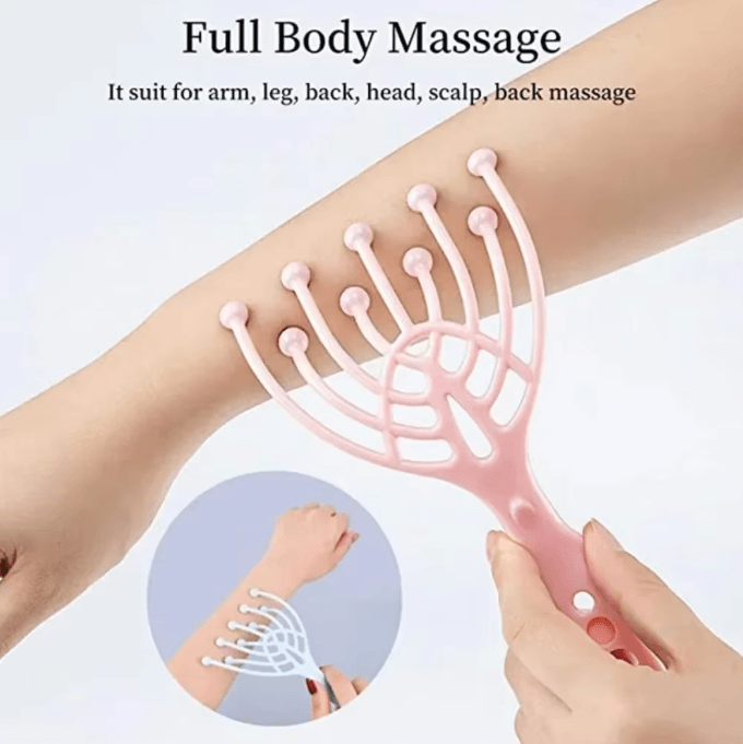 ZenClaw Handheld Scalp Head Massager 5-Finger Steel Ball Relaxation Tool for Stress Relief & Hair Care