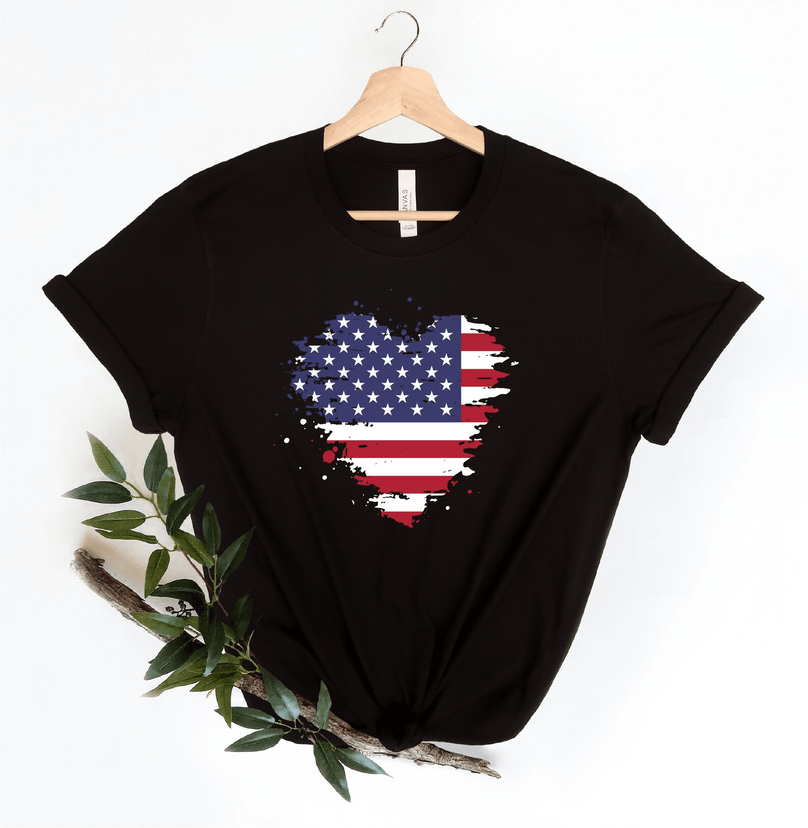 USA Heart Flag Shirt Patriotic 4th of July Shirt American Flag Love Tee
