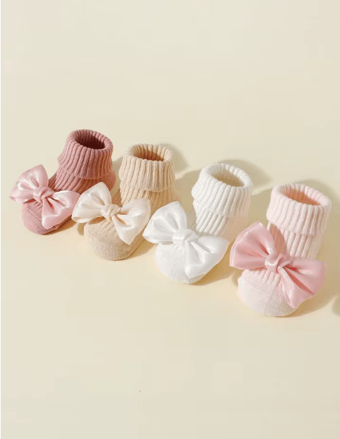 SweetSteps Toddler Ankle Socks with Bows Soft Cotton Anti Slip Set