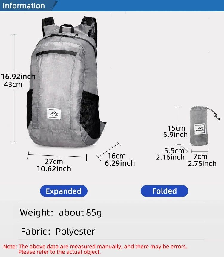 18L Ultralight Folding Mountaineering Backpack