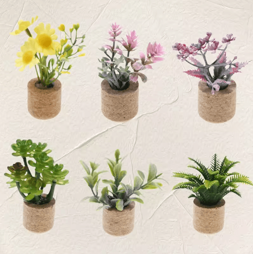 Dollhouse Miniature Plants Realistic Potted Garden Decor for Tiny Homes
