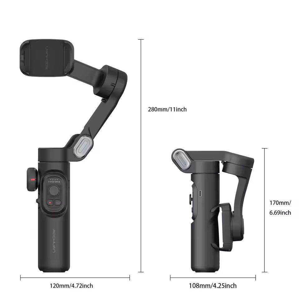3-Axis Smartphone Gimbal Stabilizer with Face Tracking and Fill Light