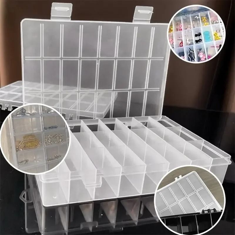 24 Grid Compartment Plastic Storage Box Organizer for Jewelry and Beads