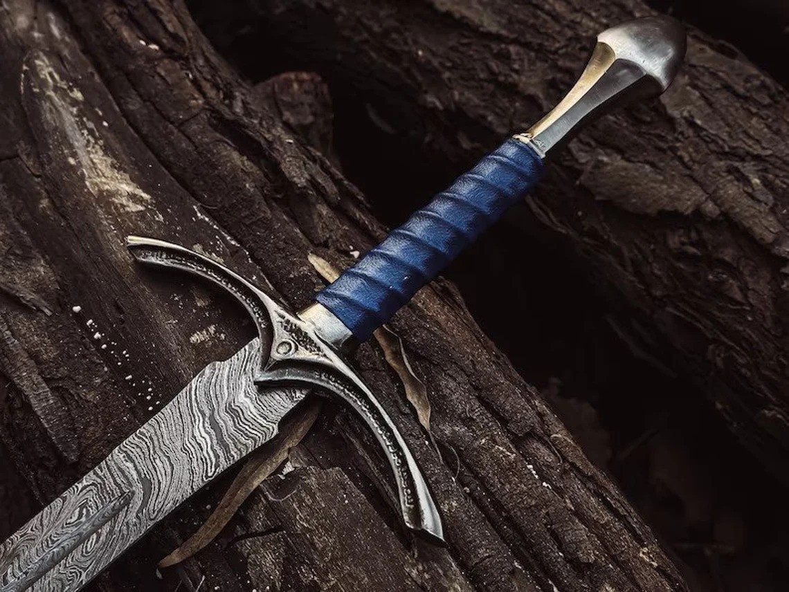 Damascus Monogram Sword With Sheath - Sword of Glamdring the Elven king Long Sword - Viking Swords