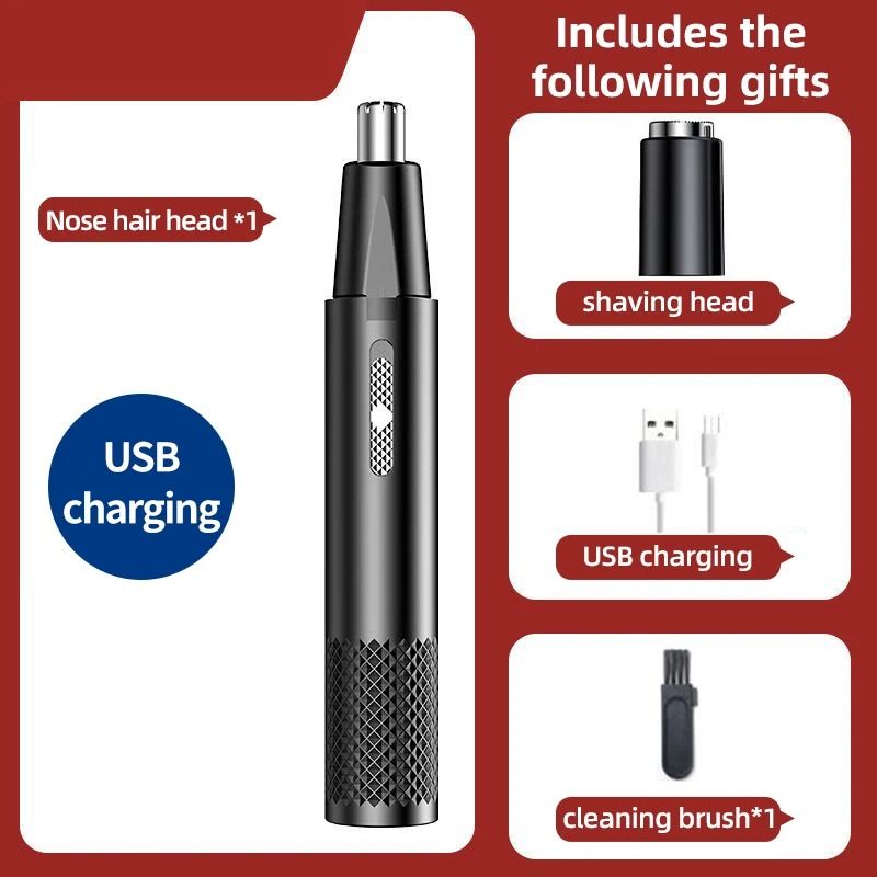 Rechargeable Nose Hair Trimmer With Dual-Use Design And Washable Blades