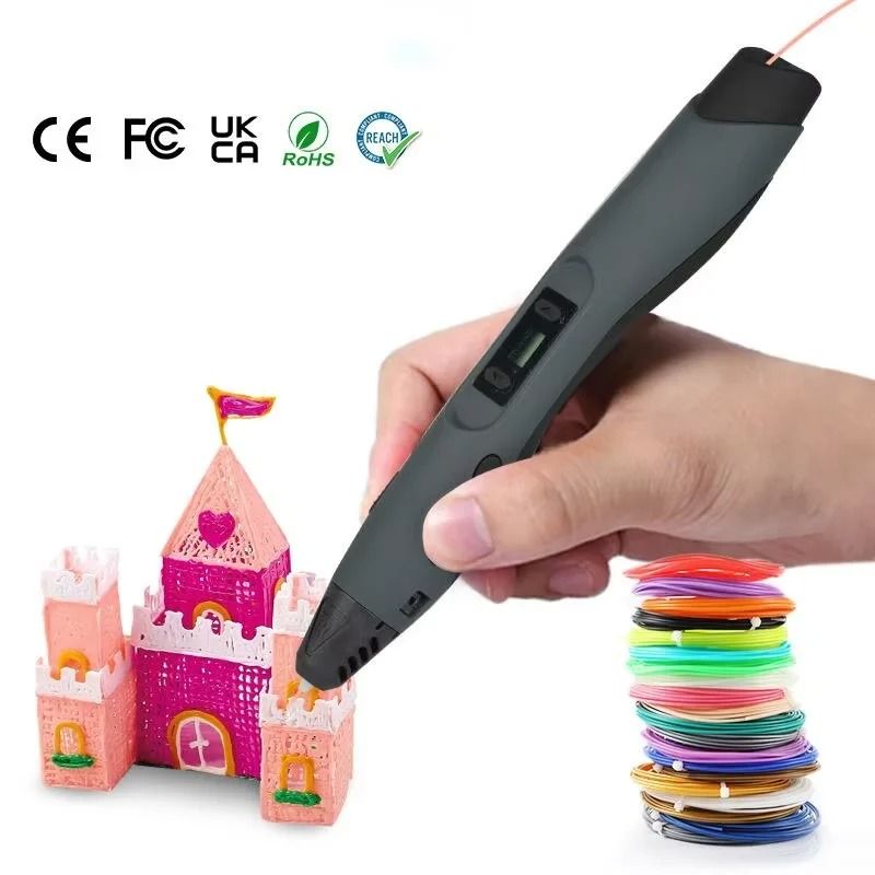 Multifunctional 3D Printing Pen with LED Screen Includes 2 PLA Filaments Kids 3D Drawing Gift