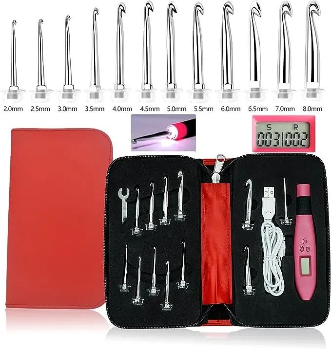 Ergonomic Crochet Hook Set with LED Light and Digital Row Counter