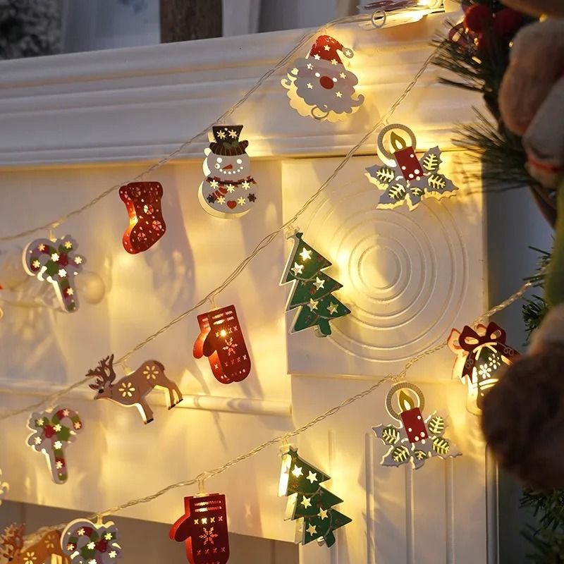 Christmas Deer Snowflake LED String Lights with Battery Powered Fairy Illumination