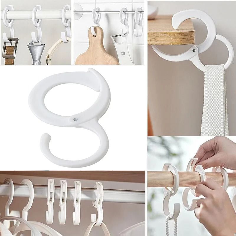 Windproof S Shaped Hooks with Safety Buckle for Closet Wardrobe Storage