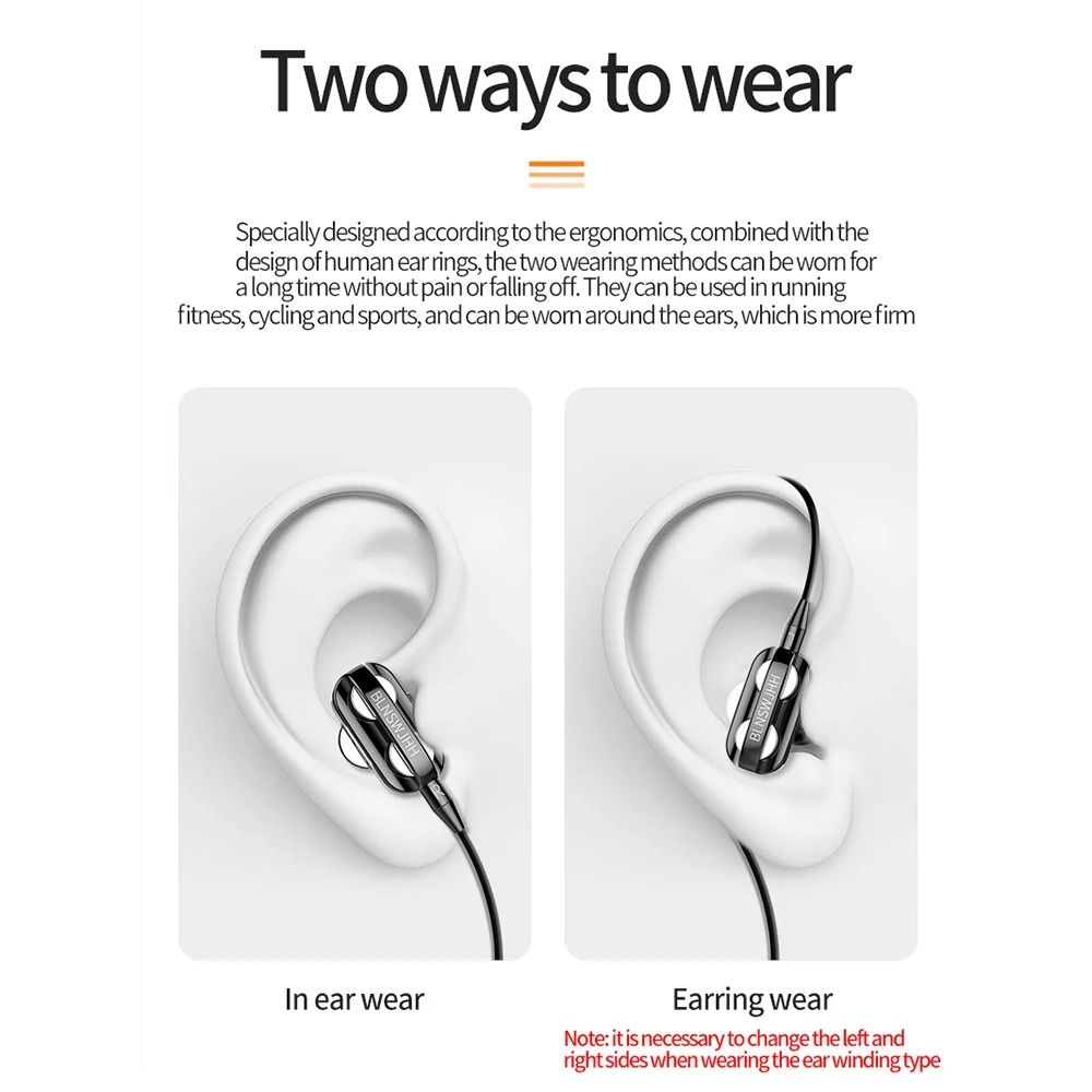 Dual Driver Wired In Ear Headphones with Noise Canceling and Built In Mic