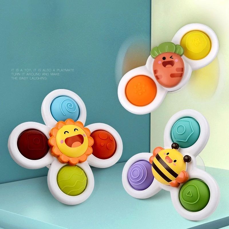 Baby Bath Spinner Toys 3 Pcs / Set – Suction Cup Rattle Toys for Toddlers & Children